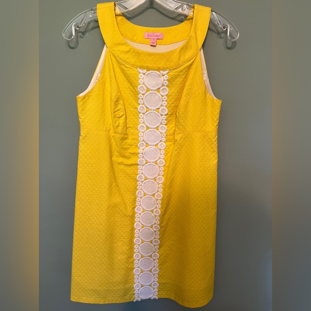 Lilly Pulitzer Jacqueline lace trim yellow shift dress